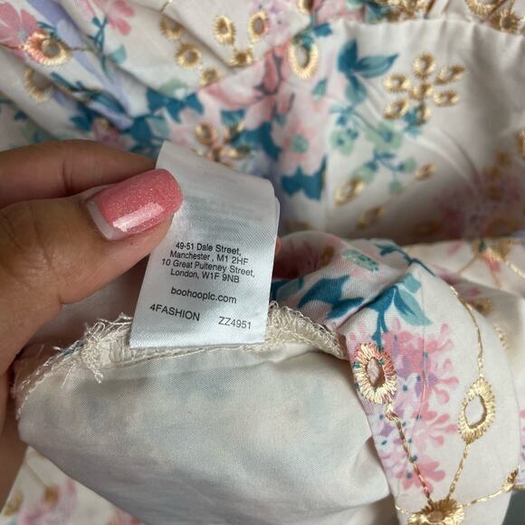 Pretty Little Thing Multi Ditsy Floral Print Embroidered Fairy Shift Dress Sz 8 - Picture 8 of 10